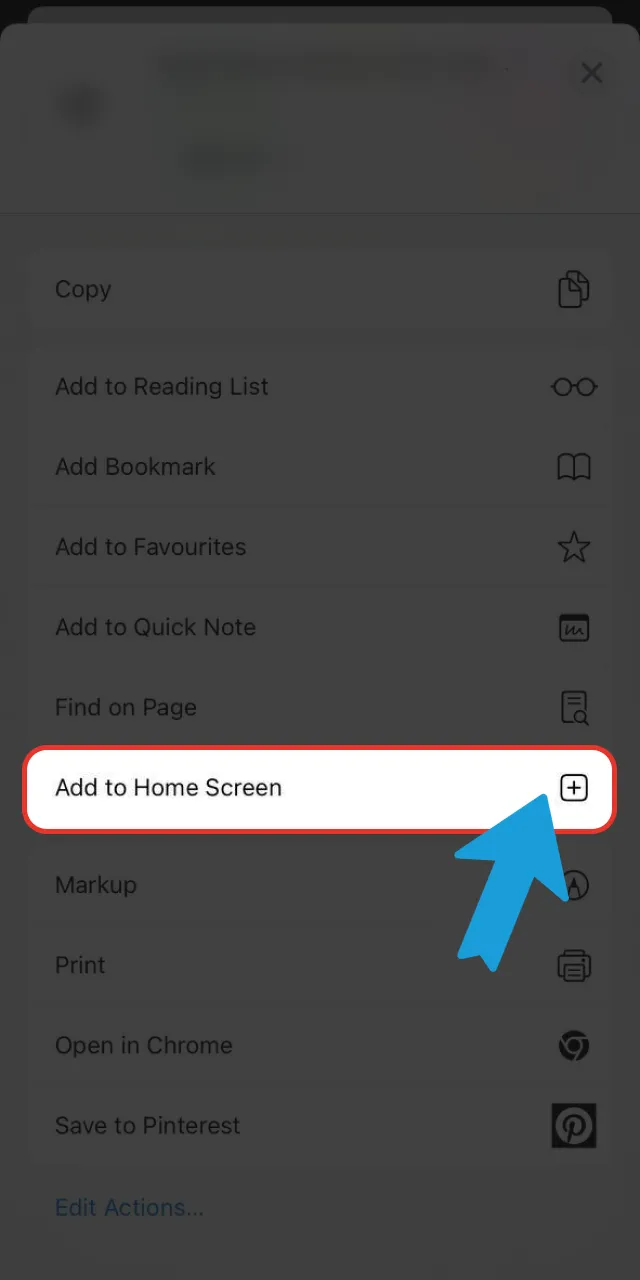 Select the add to home screen option for official Megapari.