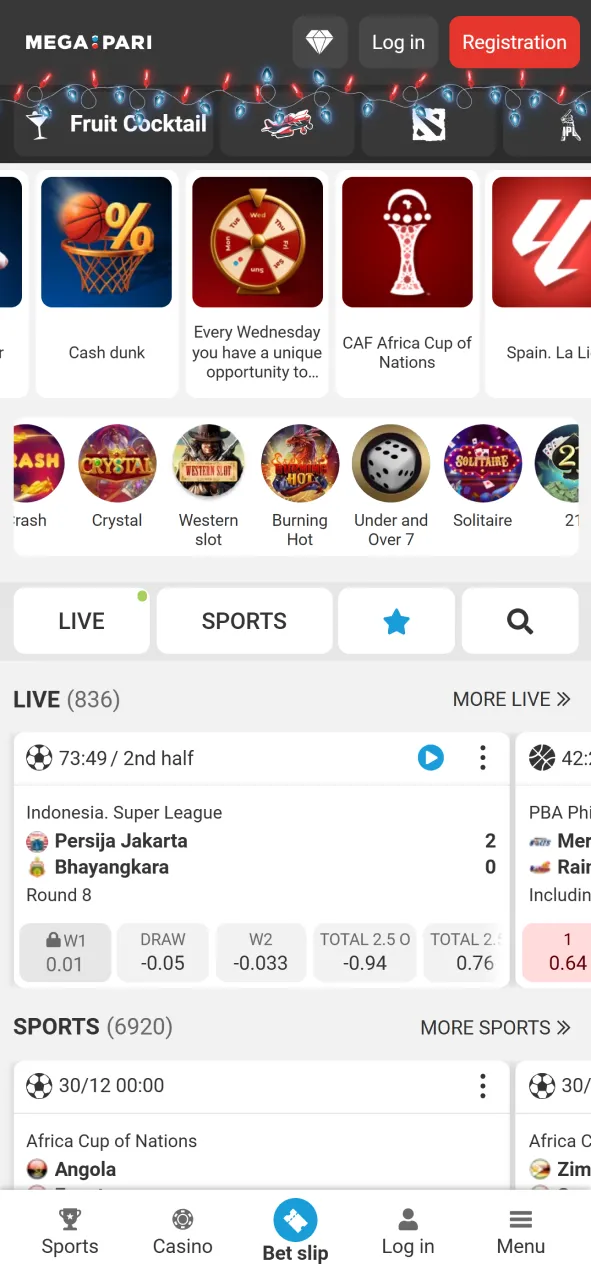 Open the official Megapari mobile app to access global betting markets.
