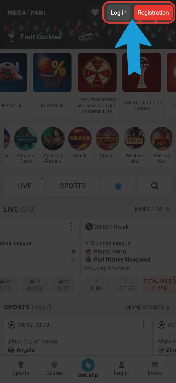 Access your personal account on the official Megapari gaming website.