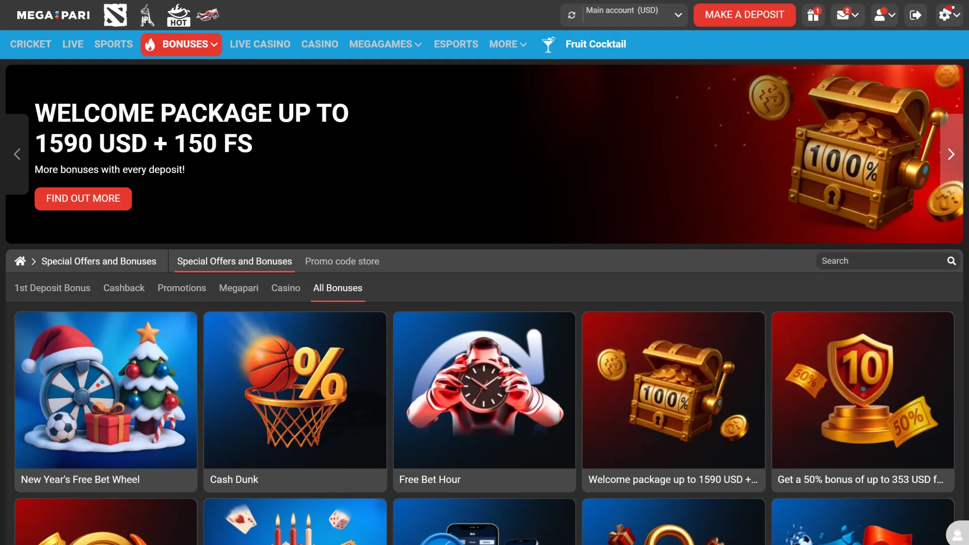 Claim your welcome rewards and promotions on the official Megapari website.