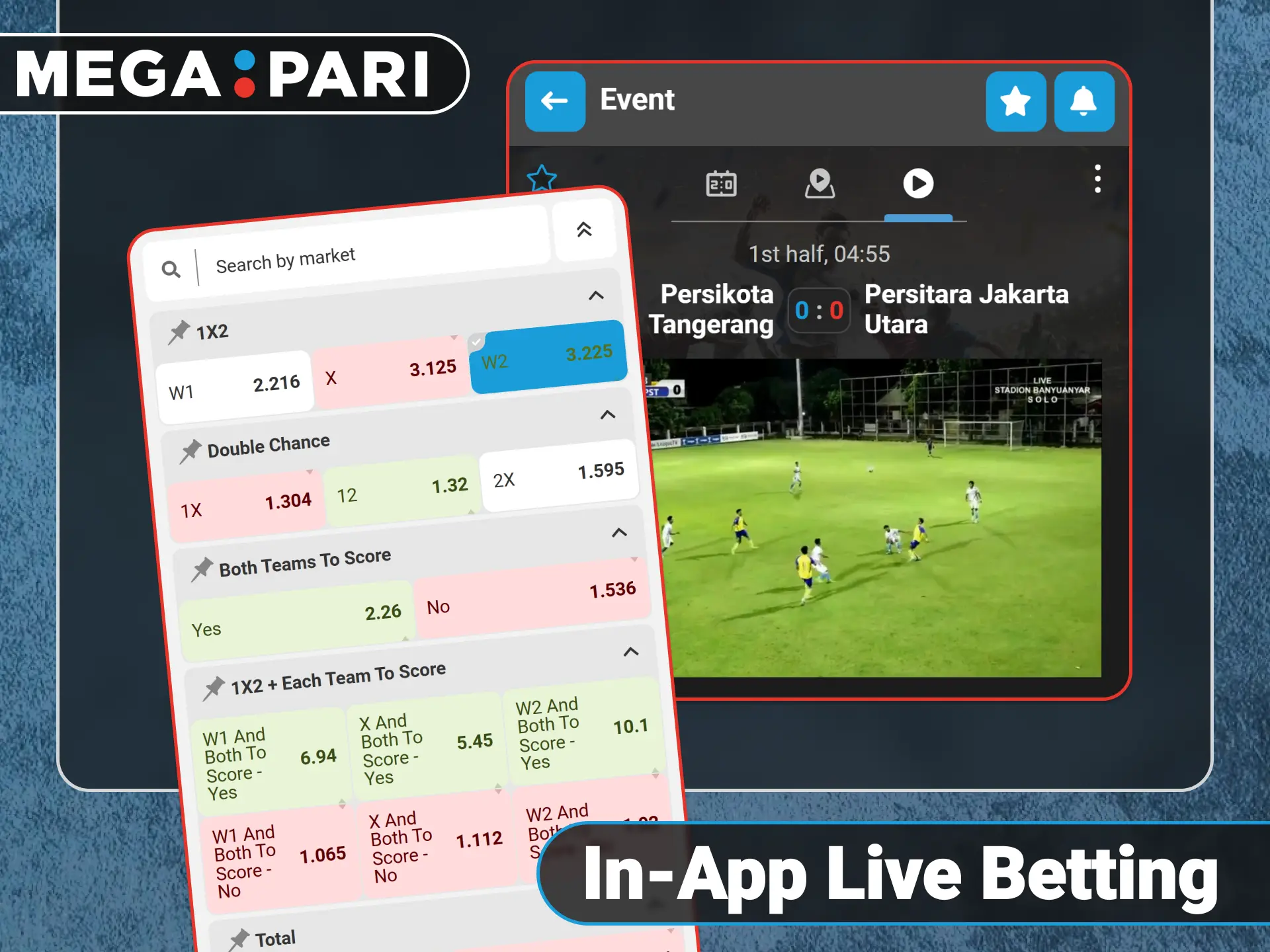 Place real time live bets using the official Megapari app.