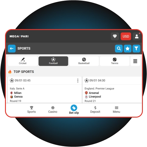 Enjoy a perfectly adapted interface on the official Megapari app.