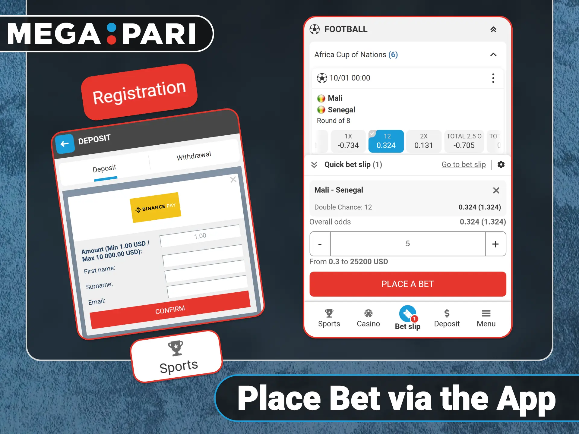Submit your sports betting slip via the official Megapari app.