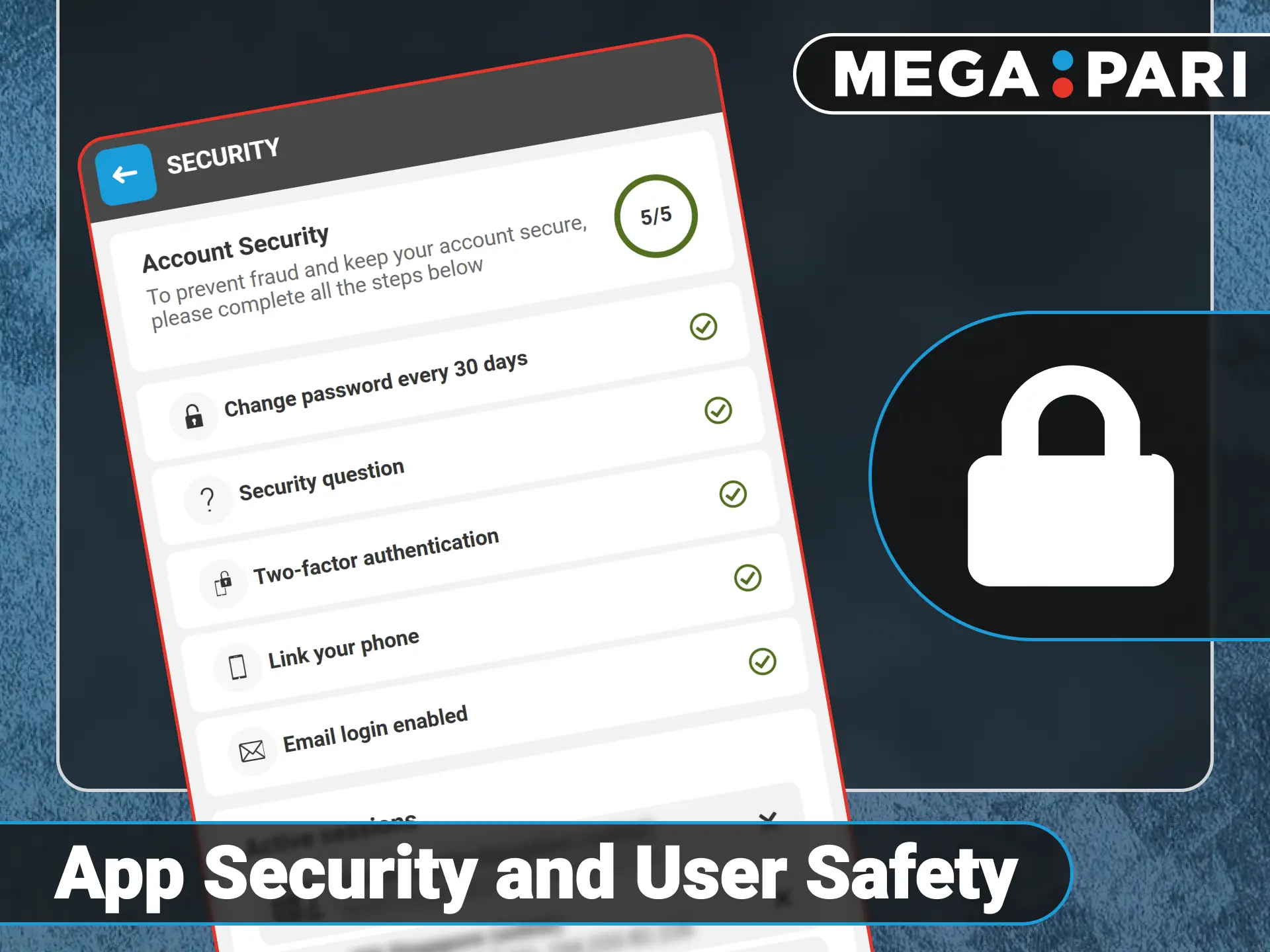Benefit from advanced security features on the official Megapari app.