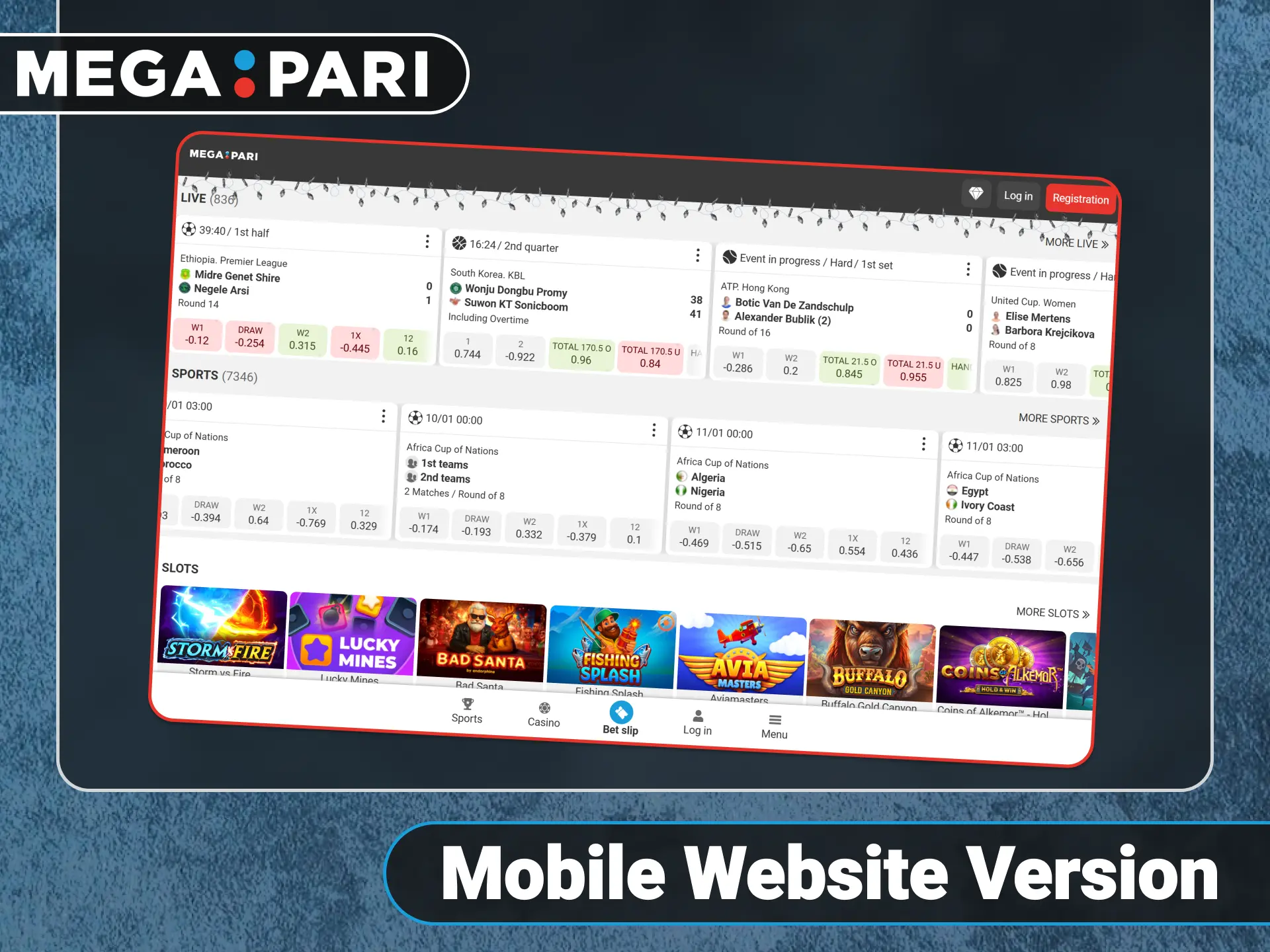 Access the official Megapari mobile website version on any browser.