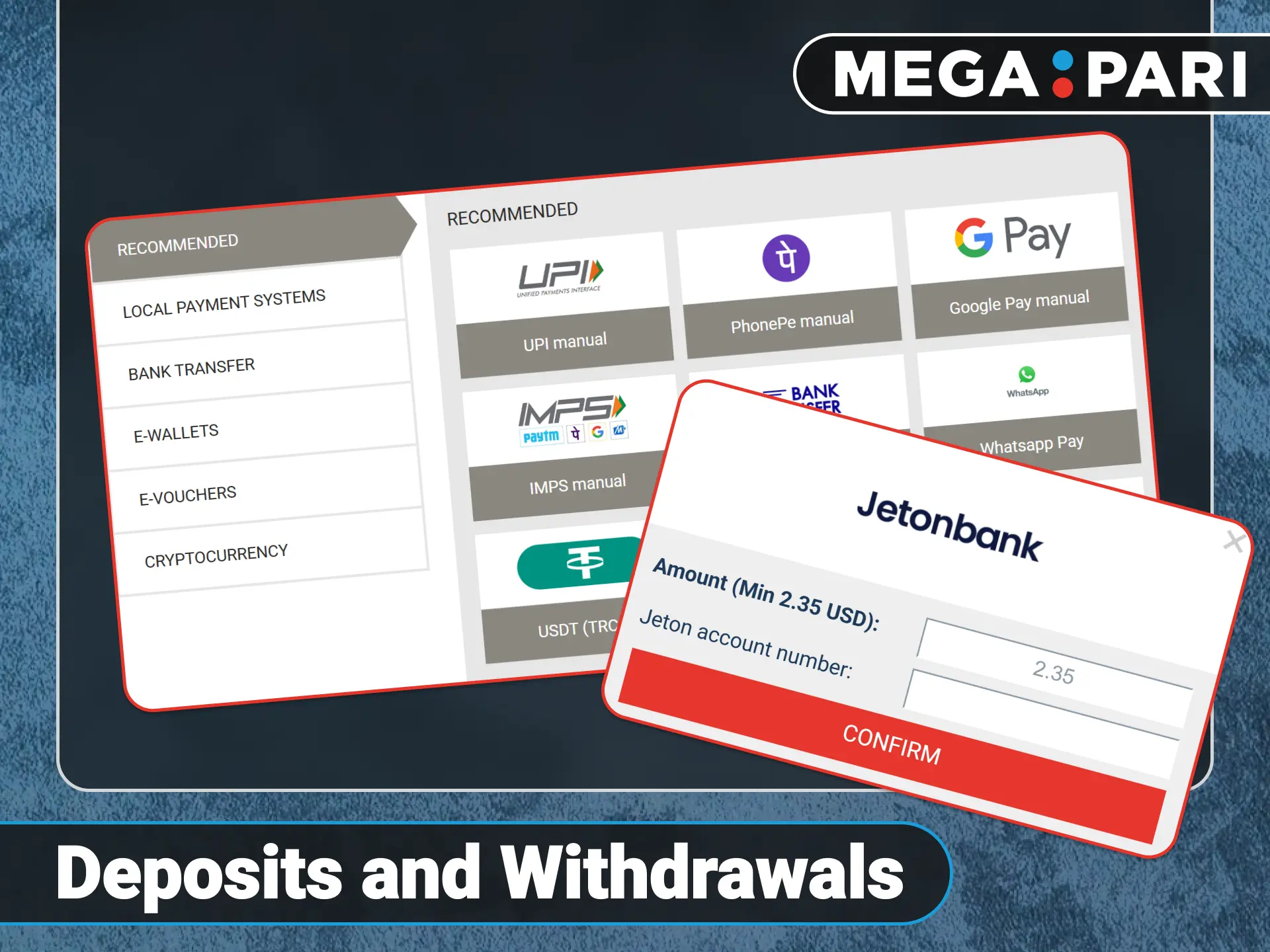 Use secure localized payment methods on the official Megapari website.