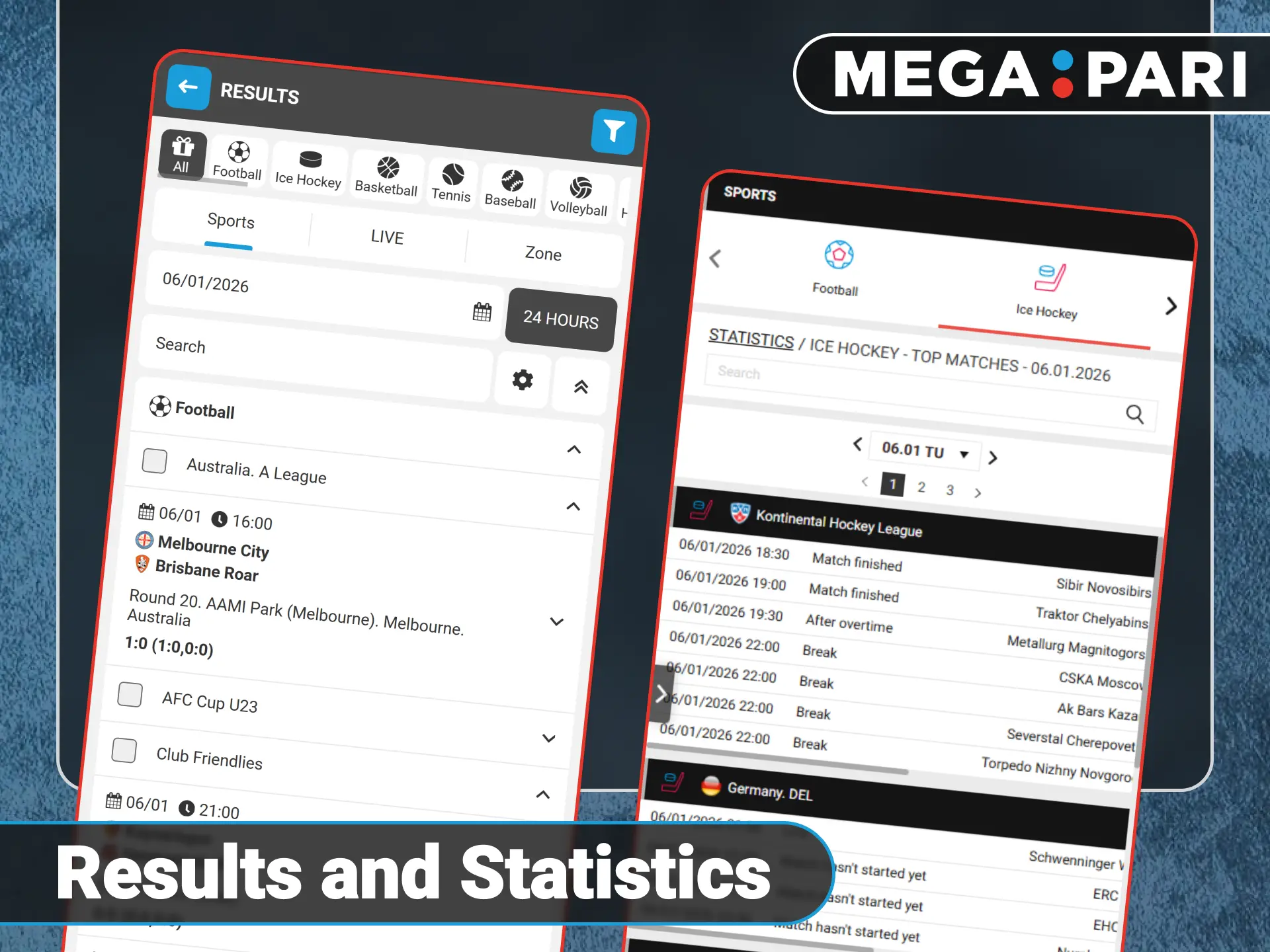 Analyze match results and statistics on the official Megapari website.