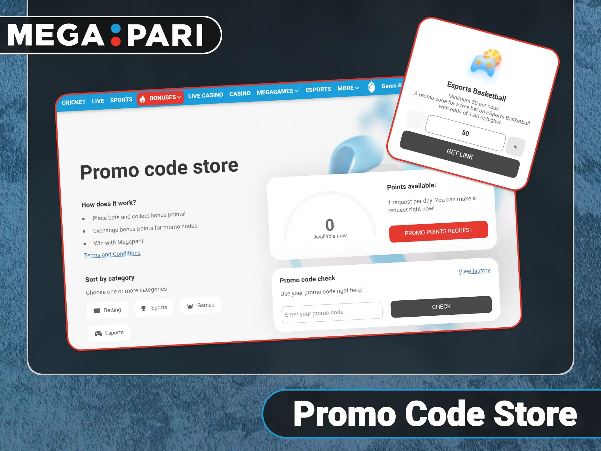 Exchange your loyalty points for rewards on official Megapari website.