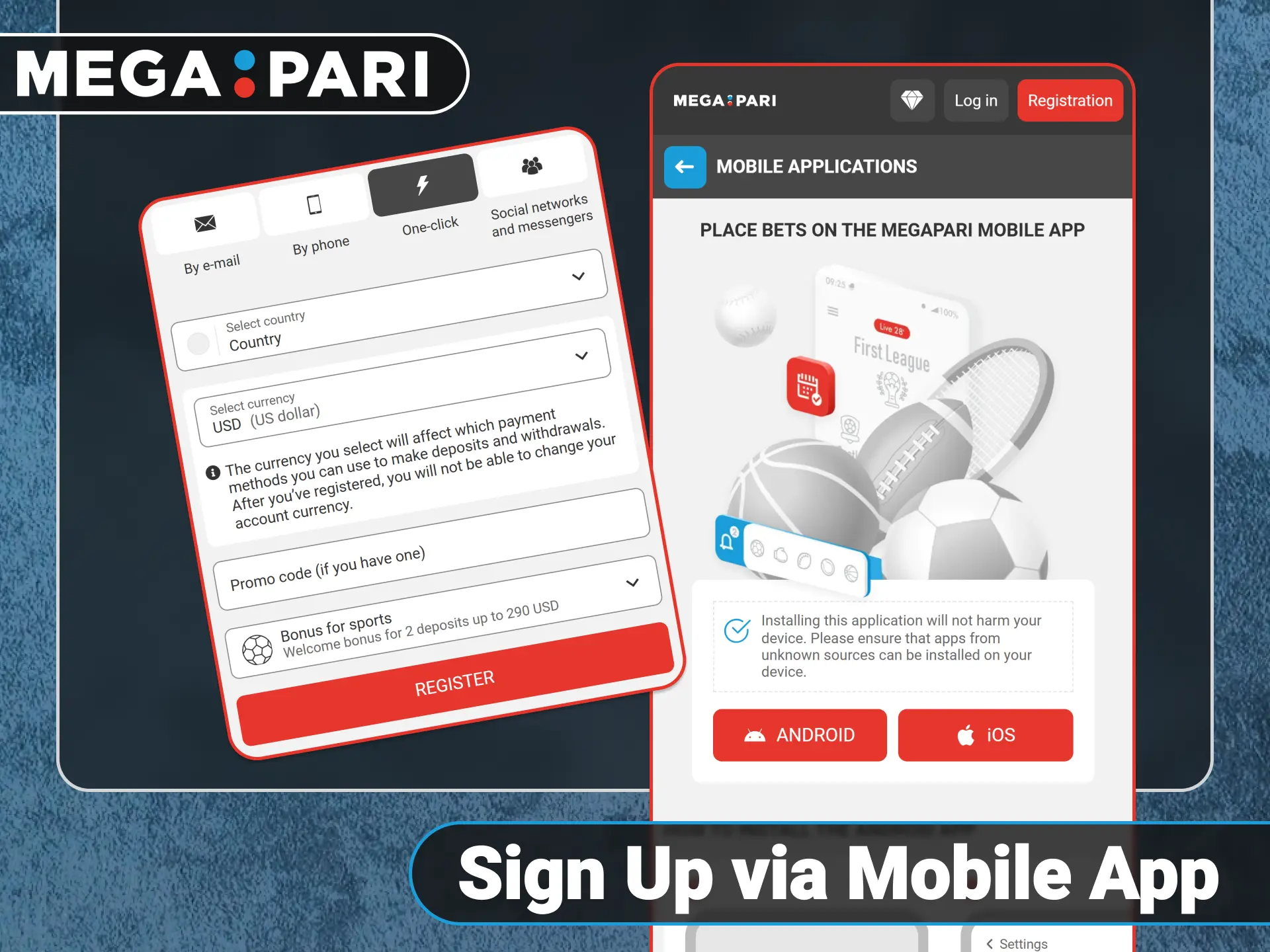Register your personal account using the official Megapari mobile application.